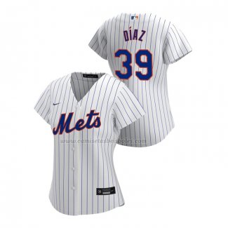 Camiseta Beisbol Mujer New York Mets Edwin Diaz Replica Primera 2020 Blanco