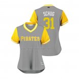 Camiseta Beisbol Mujer Pittsburgh Pirates A.j. Schugel 2018 LLWS Players Weekend Schug Gris