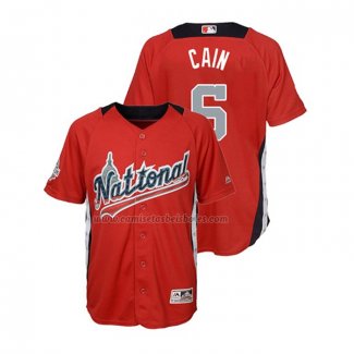 Camiseta Beisbol Nino All Star 2018 Lorenzo Cain Primera Run Derby National League Rojo