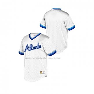 Camiseta Beisbol Nino Atlanta Braves Cooperstown Collection Mesh Wordmark V-Neck Blanco