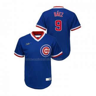 Camiseta Beisbol Nino Chicago Cubs Javier Baez Cooperstown Collection Road Azul