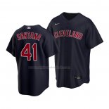 Camiseta Beisbol Nino Cleveland Guardians Carlos Santana Replica Alterno 2020 Azul