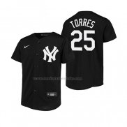 Camiseta Beisbol Nino New York Yankees Gleyber Torres Replica Negro