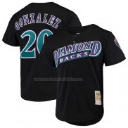 Camiseta Beisbol Hombre Arizona Diamondbacks Luis Gonzalez Mitchell & Ness Cooperstown Collection Mesh Batting Practice Button Up Negro