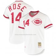 Camiseta Beisbol Hombre Cincinnati Reds Pete Rose Mitchell & Ness Cooperstown Collection Autentico Blanco