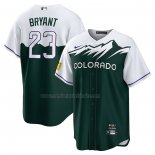 Camiseta Beisbol Hombre Colorado Rockies Kris Bryant City Connect Replica Blanco Verde
