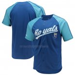 Camiseta Beisbol Hombre Kansas City Royals Button Down Raglan Replica Azul