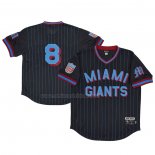 Camiseta Beisbol Hombre Miami Giants 8 Rings & Crwns Mesh Replica V-Neck Negro