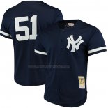 Camiseta Beisbol Hombre New York Yankees Bernie Williams Mitchell & Ness Cooperstown Collection Mesh Batting Practice Azul