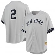 Camiseta Beisbol Hombre New York Yankees Derek Jeter Mitchell & Ness 1998 Cooperstown Collection Road Autentico Gris
