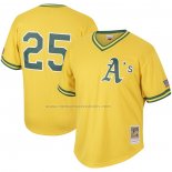 Camiseta Beisbol Hombre Oakland Athletics Mark McGwire Mitchell & Ness Cooperstown Collection Mesh Batting Practice Amarillo