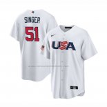 Camiseta Beisbol Hombre USA 2023 Brady Singer Replica Blanco