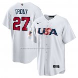 Camiseta Beisbol Hombre USA 2023 Mike Trout Replica Blanco