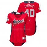 Camiseta Beisbol Mujer All Star 2018 Willson Contreras Primera Run Derby National League Rojo