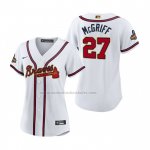 Camiseta Beisbol Mujer Atlanta Braves Fred Mcgriff 2022 Gold Program Replica Blanco