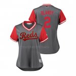 Camiseta Beisbol Mujer Cincinnati Reds Alex Blandino 2018 LLWS Players Weekend Blandy Gris