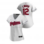 Camiseta Beisbol Mujer Cleveland Guardians Francisco Lindor Replica Primera 2020 Blanco
