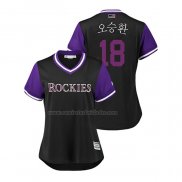 Camiseta Beisbol Mujer Colorado Rockies Seung Hwan Oh 2018 LLWS Players Weekend Nickname Negro