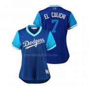 Camiseta Beisbol Mujer Los Angeles Dodgers Julio Urias 2018 LLWS Players Weekend El Culichi Azul