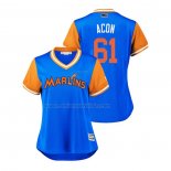 Camiseta Beisbol Mujer Miami Marlins Adam Conley 2018 LLWS Players Weekend Acon Azul
