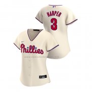 Camiseta Beisbol Mujer Philadelphia Phillies Bryce Harper Replica Alterno 2020 Crema
