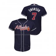 Camiseta Beisbol Nino Atlanta Braves Dansby Swanson Replica Alterno Azul