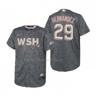 Camiseta Beisbol Nino Washington Nationals Yadiel Hernandez 2022 City Connect Replica Gris