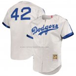 Camiseta Beisbol Hombre Brooklyn Dodgers Jackie Robinson Mitchell & Ness Cooperstown Collection Autentico Gris
