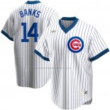 Camiseta Beisbol Hombre Chicago Cubs Ernie Banks Primera Cooperstown Collection Blanco