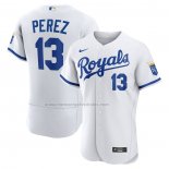 Camiseta Beisbol Hombre Kansas City Royals Salvador Perez 2022 Primera Autentico Blanco