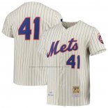Camiseta Beisbol Hombre New York Mets Tom Seaver Mitchell & Ness Cooperstown Collection Crema