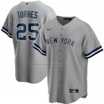 Camiseta Beisbol Hombre New York Yankees Gleyber Torres Road Replica Gris Camiseta Beisbol Hombre New York Yankees Gleyber Torres Road Replica Gris