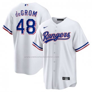 Camiseta Beisbol Hombre Texas Rangers Jacob deGrom Primera Replica Blanco