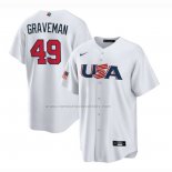 Camiseta Beisbol Hombre USA 2023 Kendall Graveman Replica Blanco