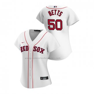 Camiseta Beisbol Mujer Boston Red Sox Mookie Betts Replica Primera 2020 Blanco
