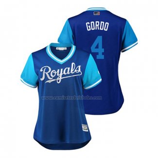 Camiseta Beisbol Mujer Kansas City Royals Alex Gordon 2018 LLWS Players Weekend Gordo Azul