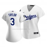 Camiseta Beisbol Mujer Los Angeles Dodgers Chris Taylor Replica Primera 2020 Blanco