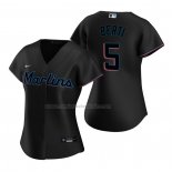 Camiseta Beisbol Mujer Miami Marlins Jon Berti Replica Alterno 2020 Negro