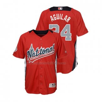 Camiseta Beisbol Nino All Star 2018 Jesus Aguilar Primera Run Derby National League Rojo