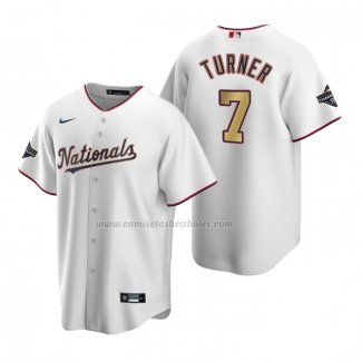 Camiseta Beisbol Nino Washington Nationals Trea Turner 2020 Gold Program Replica Blanco