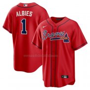 Camiseta Beisbol Hombre Atlanta Braves Ozzie Albies Alterno Replica Rojo