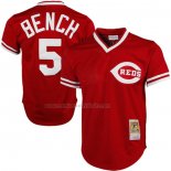 Camiseta Beisbol Hombre Cincinnati Reds Johnny Bench Mitchell & Ness 1983 Autentico Cooperstown Collection Mesh Batting Practice Rojo