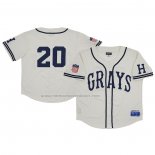 Camiseta Beisbol Hombre Homestead Grays 20 Rings & Crwns Mesh Button Down Replica Crema