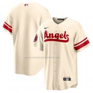 Camiseta Beisbol Hombre Los Angeles Angels 2022 City Connect Replica Crema