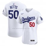 Camiseta Beisbol Hombre Los Angeles Dodgers Mookie Betts Primera Elite Blanco