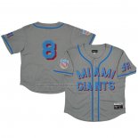 Camiseta Beisbol Hombre Miami Giants 8 Rings & Crwns Mesh Button Down Replica Gris