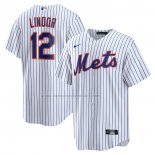 Camiseta Beisbol Hombre New York Mets Francisco Lindor Primera Replica Blanco