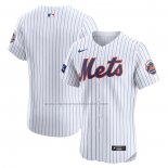 Camiseta Beisbol Hombre New York Mets Primera Elite Patch Blanco
