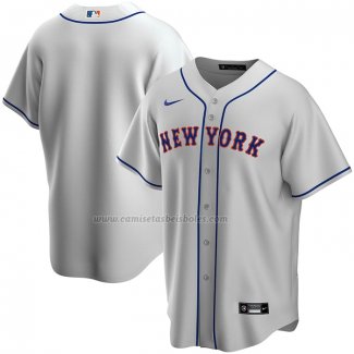 Camiseta Beisbol Hombre New York Mets Road Replica Gris