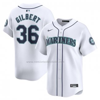 Camiseta Beisbol Hombre Seattle Mariners Logan Gilbert Primera Limited Blanco